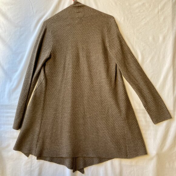 Eileen Fisher Italian Wool Womens Tan PS Sweater Lagenlook Duster Open Cardigan - Picture 3 of 16